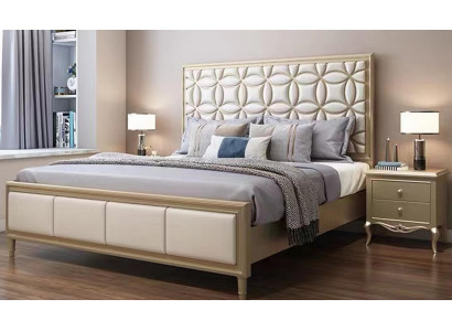 Bett Betten Duebelbett Schlofkummer Konschtléder Gestofféiert Beige Duebelbetter Neit