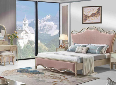 Design-Schlofzëmmer-Bett Luxusbetter Lieder Rosa Duebel Gepolstert Miwwelen Textil Neijoer.