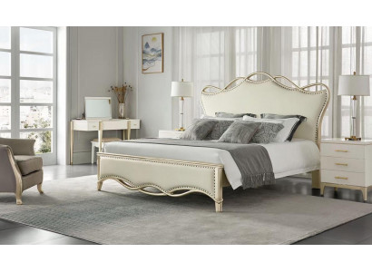 Design Bett Schlofzëmmer Better Textil Luxus Gepolsterte Sëtz Stoff Beige Miwwelen Neit