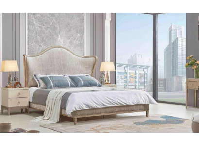 Design Luxus Duebel Sëlwer Better Miwwelen Schlofzëmmer Bett Polster Stoff Textil