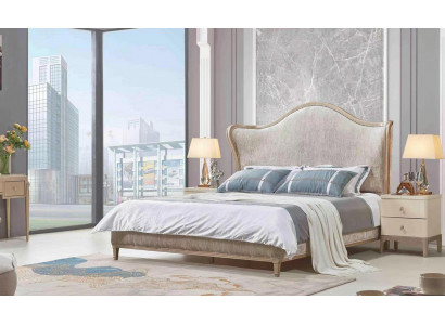 Luxus Modern Bett 2x Nuetsdëscher Better Holz Bettgestell Schlofkummer Sëlwer Nei