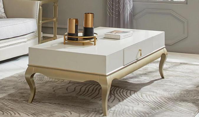 Couchtisch Dësch Niewendësch Wunnzëmmderdësch Holz Wäiss Holzdësch