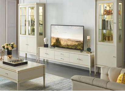 Design Wunnwand Säitestill 2x Schaf rtv Lowboard Kommode 3 tlg. Set