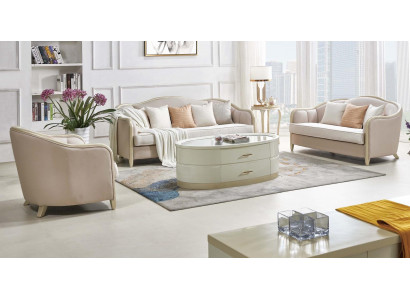 Klassesch Sofa-Garnitur Couch Polster Miwwelen Designer Sofa Couchen