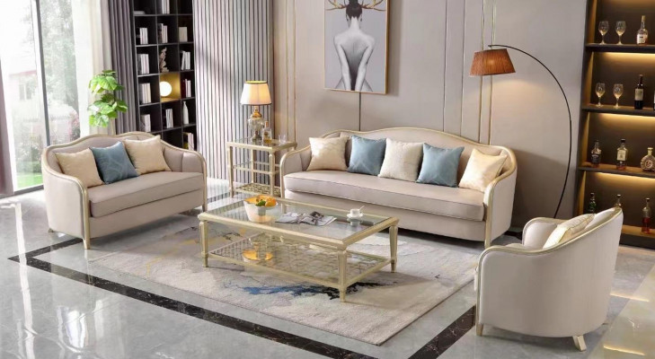 Set Design Sofas Sofagarnitur 3+2+1 Sëtzer Couchen Stoff Modern Sofa