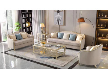 Set Design Sofas Sofagarnitur 3+2+1 Sëtzer Couchen Stoff Modern Sofa