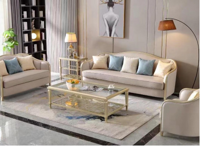 Set Design Sofas Sofagarnitur 3+2+1 Sëtzer Couchen Stoff Modern Sofa