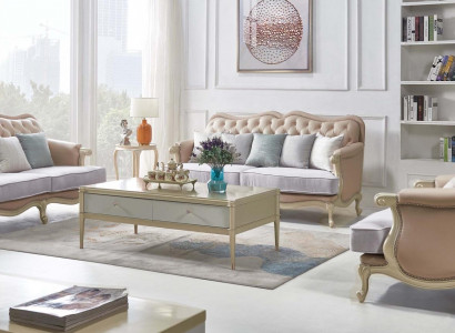 Rosa Miwwelen Sofagarnitur Sofa 3 2 1 Sëtzer Wunnzëmmer Design 3tlg.