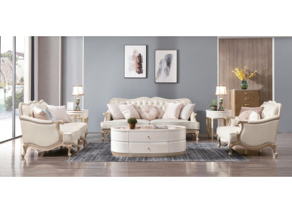Wunnzëmmer Sofagarnitur 3+2+1 Sëtzer Set Polster Couchen Stoff Design