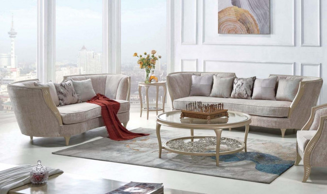 Exklusiv Beige Sofagarnitur 3+2 Sëtzer Designer 2tlg. Set Textilcouchen