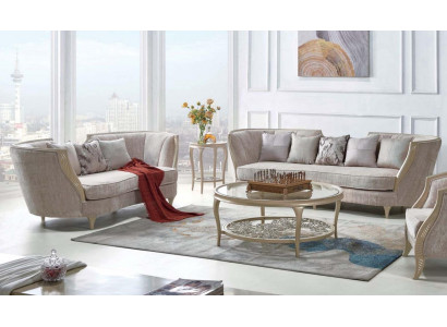 Exklusiv Beige Sofagarnitur 3+2 Sëtzer Designer 2tlg. Set Textilcouchen