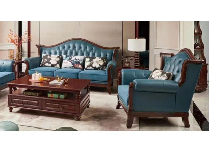 Chesterfield Klassesch Ledergarnitur Barock Rokoko Sofagarnitur 3+1