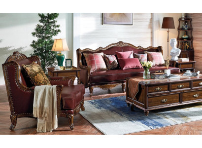 Klassesch Ledergarnitur Chesterfield Barock Rokoko Sofagarnitur 3+1