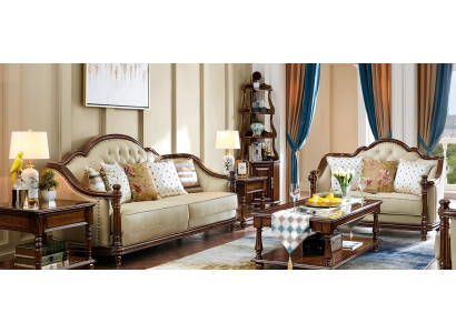 Klassesch Design Sofagarnitur 3+2 Sëtzer Garnitur Canapé 2 Stéck Set