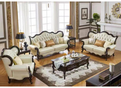 Grupp Kanapé-Set 3+3+1 Sëtz Luxus Sofa Fauteuil Sofas Lieder Klassesch Set