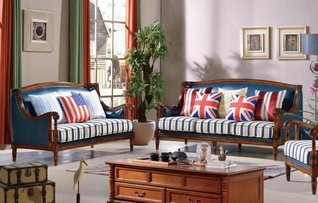 Blo-Brong Sofagarnitur 3+2 Sëtzer Ledersofa Luxus Couchen Wunnzëmmer Garnitur