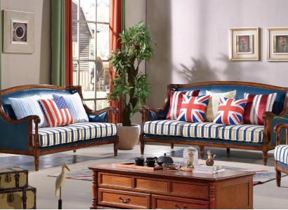 Blo-Brong Sofagarnitur 3+2 Sëtzer Ledersofa Luxus Couchen Wunnzëmmer Garnitur