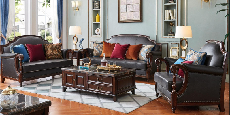 Luxusmiwwel Sofagarnitur Couch Sofa 3 2 1 Sëtz Wunnzëmmer Holz 3tlg.