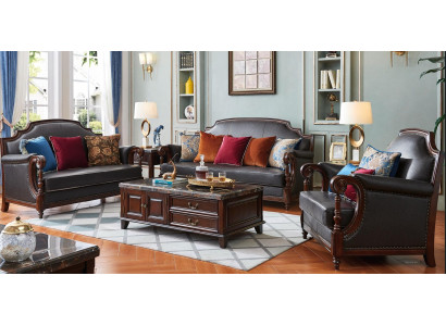 Luxusmiwwel Sofagarnitur Couch Sofa 3 2 1 Sëtz Wunnzëmmer Holz 3tlg.