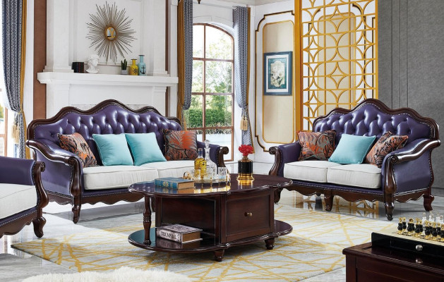 Ledercouch Chesterfield Lila Canapé Klassesch Sofagarnitur Couchen Set