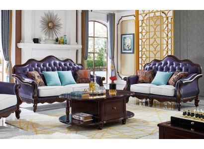 Ledercouch Chesterfield Lila Canapé Klassesch Sofagarnitur Couchen Set