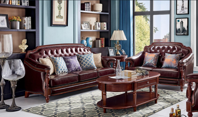 Luxus Sofagarnitur 3+2 Sëtzer Ledersofa Couch Polstergruppen Set