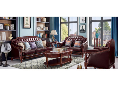 Sofagarnitur 3+2+1 Sëtzer Set Design Sofa Bettgezei Couch Klassikerisch