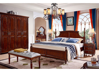Designer Schlofzëmmer Miwwelen 5stéck Set Bett Nuetsdëscher Kleederschaf
