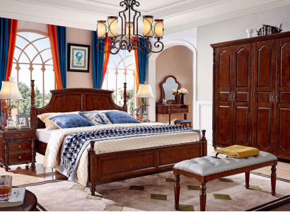 Design-Schlofkummer 3-Deeler: Bett + 2 Nuetsdëscher Klassesch Better Set