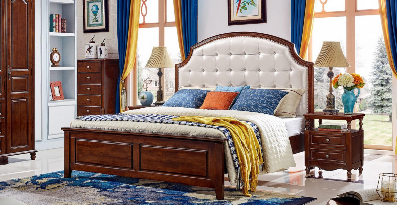 Luxus Set 3-Deeler: Bett, 2 Nuechtstischen, Schlofkummer Betten, Holz Bettgestell