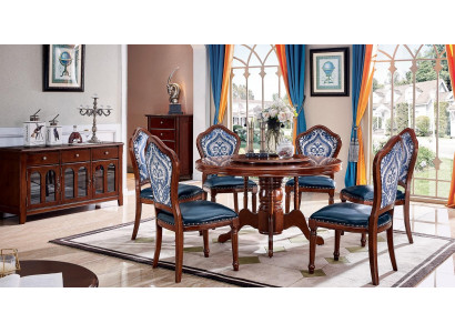 Komplett Set Iesszëmmer Grupp Holz Still Iessgarnitur Luxus Miwwelen 6