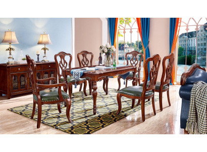 Komplett Set 6 Still Iesszëmmer Grupp Holz Stull Luxus Miwwelen Barock