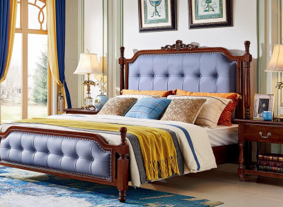 Schlofzëmmer Bett Nuetsdësch Better Garnitur Holz Bettrahmen Set 3tlg.