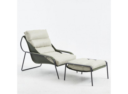 Set vu Sesselen + Hocker Luxus Relax Eenzelmiwwel Still Fousshocker 2 Deeler.