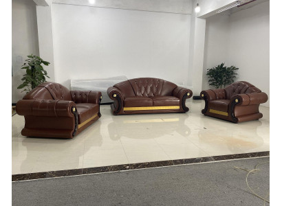 Brong Chesterfield Lieder Sofa Couch Set 3+2+1 Gruppe