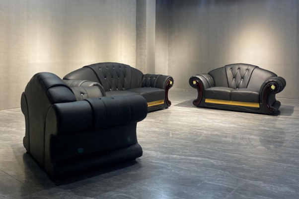 Ledersofa 3-Deeler Set Garnitur Sofa Couchgrupp Garnituren Wunnzëmmer