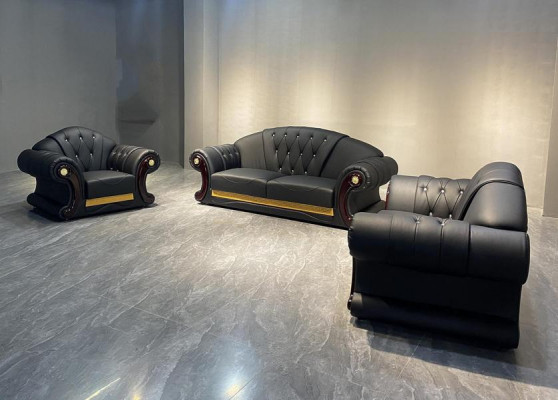 Ledersofa 3-Deeler Set Garnitur Sofa Couchgrupp Garnituren Wunnzëmmer