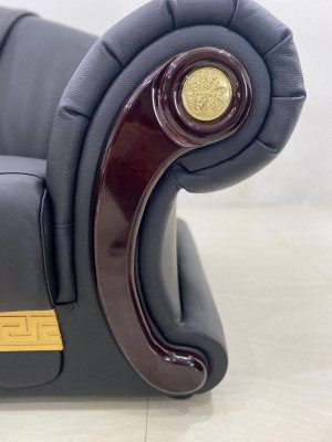 Ledersofa 3-Deeler Set Garnitur Sofa Couchgrupp Garnituren Wunnzëmmer