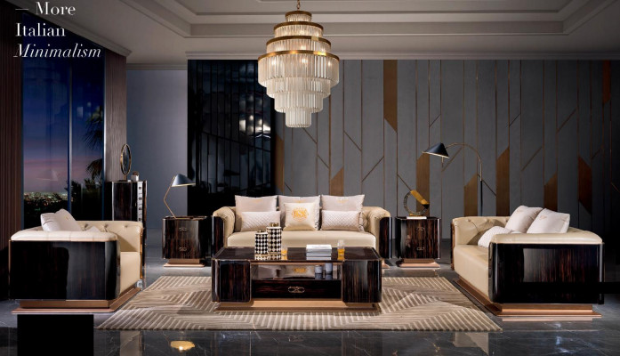 Komplett Set Canapé Garnitur 3+2+1 Sëtzer Dësch Designer Wunnlandschaft