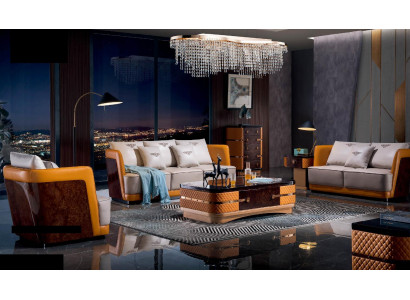 Wunnlandschaft Sofa Polster Sofagarnitur 3+2+1 Setzer Dësch Virum Sofa Noi Dësch