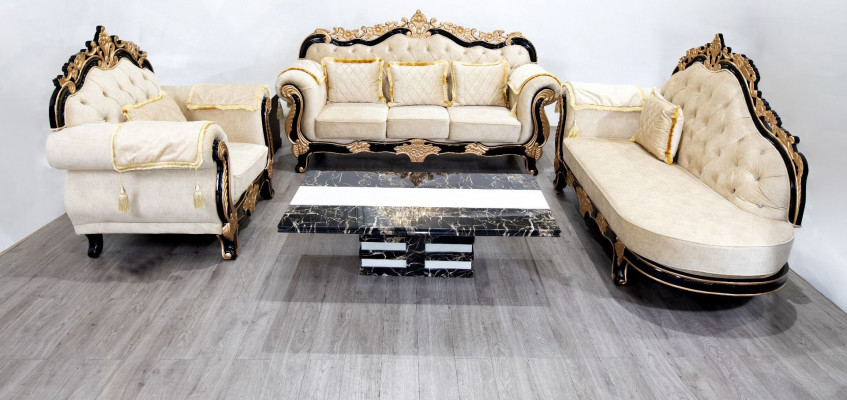 Klassesch Chesterfield Couch Barock Stil Sofa Grupp Couchen 3tlg.