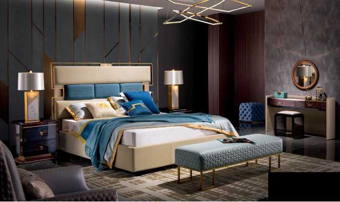 Bett Nachtkommodë Schminktisch 6 tlg. Schlofkummer Design Modern Luxus