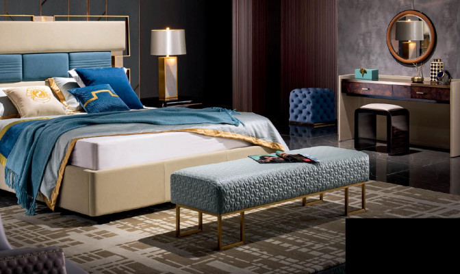 Bett Nachtkommodë Schminktisch 6 tlg. Schlofkummer Design Modern Luxus