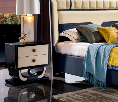 Design Schlofzëmmer 5 tlg. Zëmmer Set Komplett Set Bett Nuetsdësch