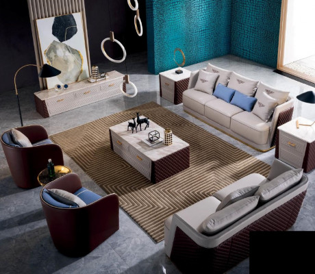 Sofanoutzuch Couch Sofa Pouster 321 Sëtzer mat Dësch Luxus Couchen