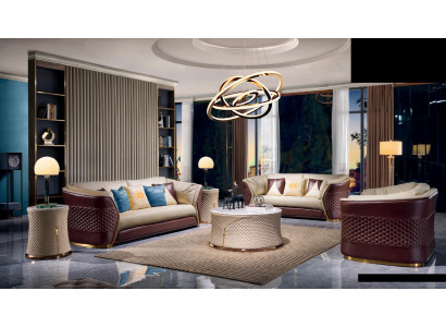 Beige-brong Liederkanapé Couchgarnitur 3+2 Sëtz Set Garnitur Polstersofas 2tlg.