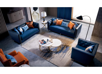 Blo Sofa-Set 3+2 Sëtzer Set Designer Wunnzëmmer Sofen Polstersofaen