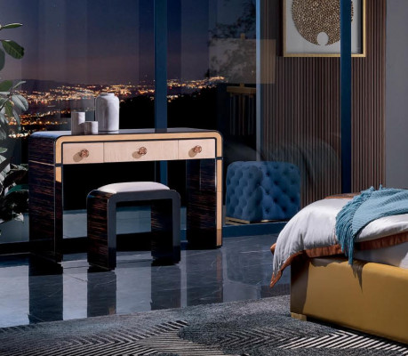 Bett + 2x Nuetsdëscher 3tlg. Schlofzëmmer Set Italienesch Möbel Stil Modern