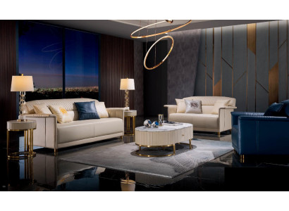 Beige Luxus Sofagarnitur 3+2 Sëtzer Set Designer Polster Couchen 2-tlg. Set