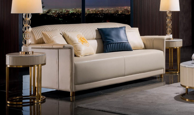 Beige Luxus Sofagarnitur 3+2 Sëtzer Set Designer Polster Couchen 2-tlg. Set